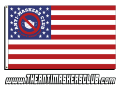 The Anti-Maskers Club Ban Symbol + CUSTOM SLOGAN - 3'H x 5'W American Flag + FREE STANDARD GROUND SHIPPING*!